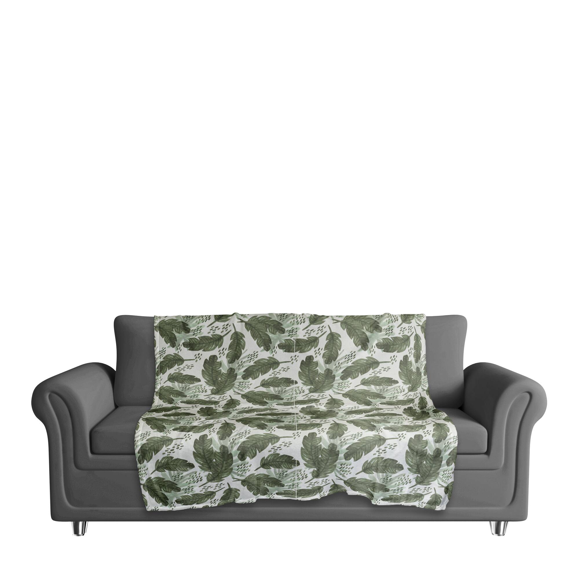 Tropical Leaves Pattern 50" x 60" Coral Fleece Blanket